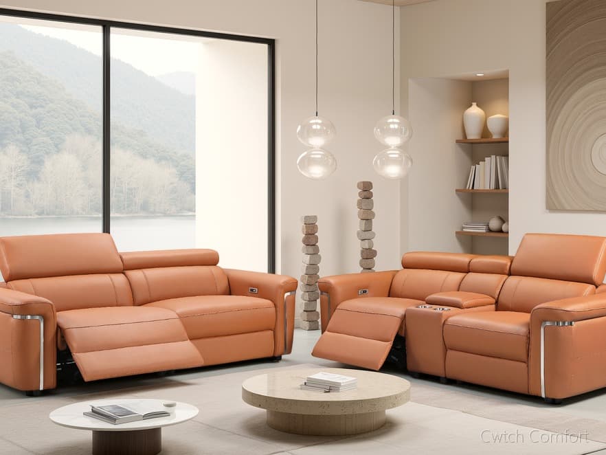 Somerville Electric Recliner Sofa Tan 3+2 Set